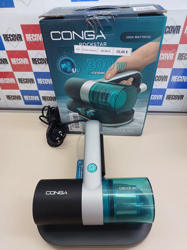 Aspirador Colchones 300W Tapicerías Conga Rockstar 3000 Mattress. 10 kPa, Luz Ultravioleta UV-C, Tecnología con Cepillo Motorizado, Tecnología de Aire Caliente Cecotec